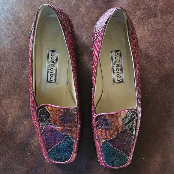 Quercioli Firenze Snakeskin Multi-Color Loafers EU size 36, US size 5.5 - Picture 1 of 16
